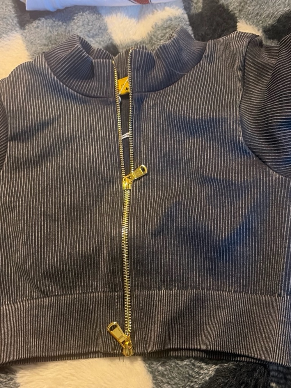 Kids Pinstripe Zip-Front Jacket with Gold Hardware